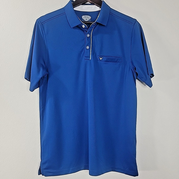 Callaway Golf Polo Shirt Men’s Medium Blue Performance Short Sleeve Logo - Picture 1 of 8